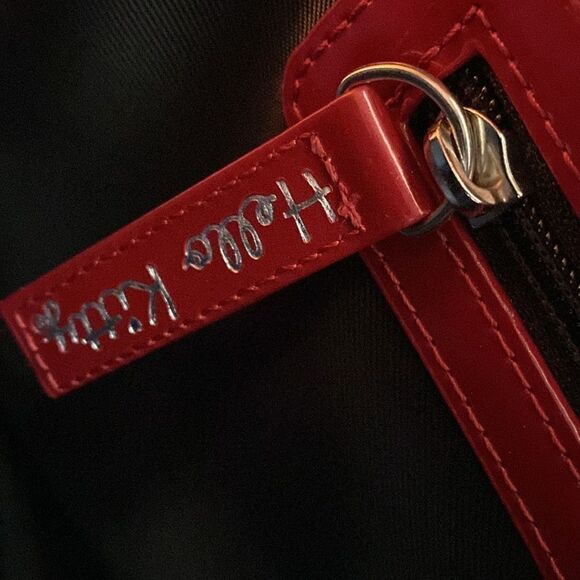 HELLO KITTY LOUNGEFLY SANRIO RED PATENT LOGO EMBOSSED DOME TOTE SATCHEL HANDBAG - Picture 9 of 12